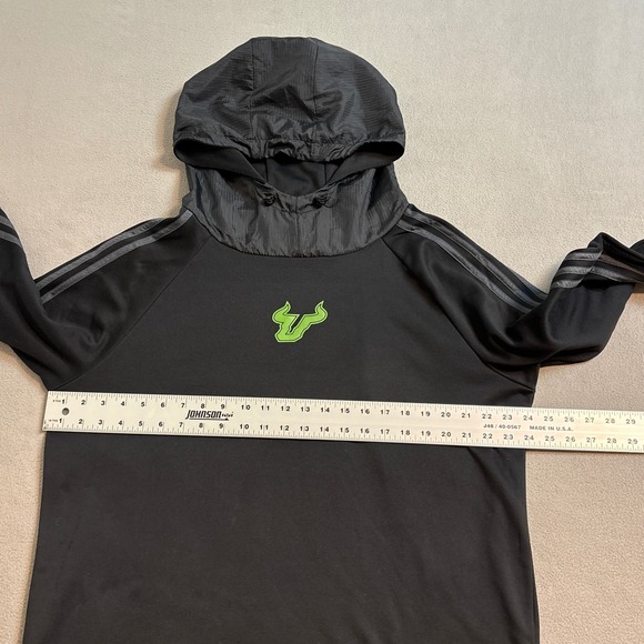 Adidas USF South Florida Bulls COLD.RDY Hoodie Mens XL Black Neon Green Logo - Picture 7 of 10